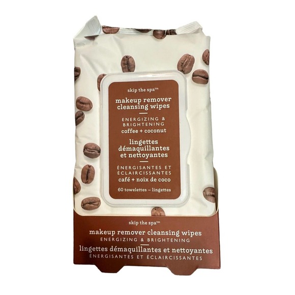 NEW Skip the Spa Coffee + Coconut Makeup Remover Cleansing Wipes 3 Pack - Picture 2 of 5
